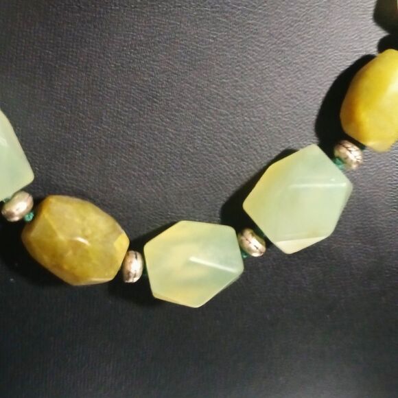 Sigrid Olsen Chunky Green Stone Necklace Toggle Clasp Boho Artisan Jewelry 18" - Picture 4 of 9